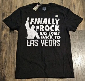 WWE The Rock Has Come Back To Las Vegas Wrestlemania Black SS Shirt Men's M NWT - Picture 1 of 6