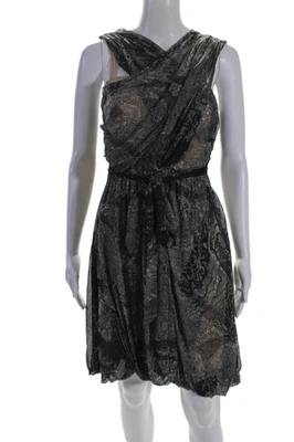 Maxi Vestido Tracy Reese Para Mujer Seda Cruzado Acanalado Frontal Corbata Negro Talla 0 Foto 1 de 4