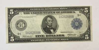 1914 Federal Reserve $5. Very fine. Minneapolis District. - Image 1 of 3