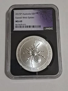 2015-P Australia Funnel Web Spider 1oz .999 Silver MS69 NGC Black Core - Picture 1 of 3