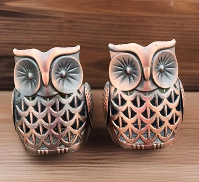 Set of 2 Bath Body Works Copper Metal Owl Candle Holders Liquid Soap Sleeve - Image 1 of 4