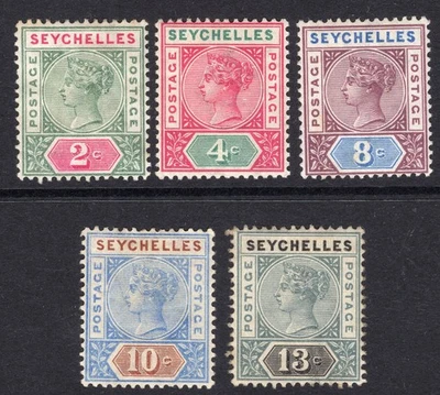 Juego SEYCHELLES 1892 Die II a 13c como nuevo en estado bastante bueno SG 9-13 cv £45 muy fino Foto 1 de 2