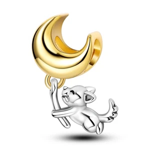 MULA Original Dog and Golden Moon Charm For Women Bracelet 925 Sterling Silver - Picture 1 of 6