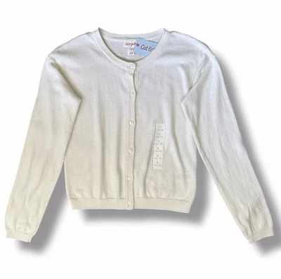 Cat & Jack девочки большой кнопка спереди кардиган свитер кремовый размер 10/12 хлопок - Изображение 1 из 4