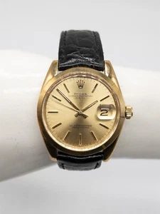 Vintage ROLEX DATE 34mm AUTOMATIC 14k Yellow Gold MENS Watch SERVICED - Picture 1 of 7