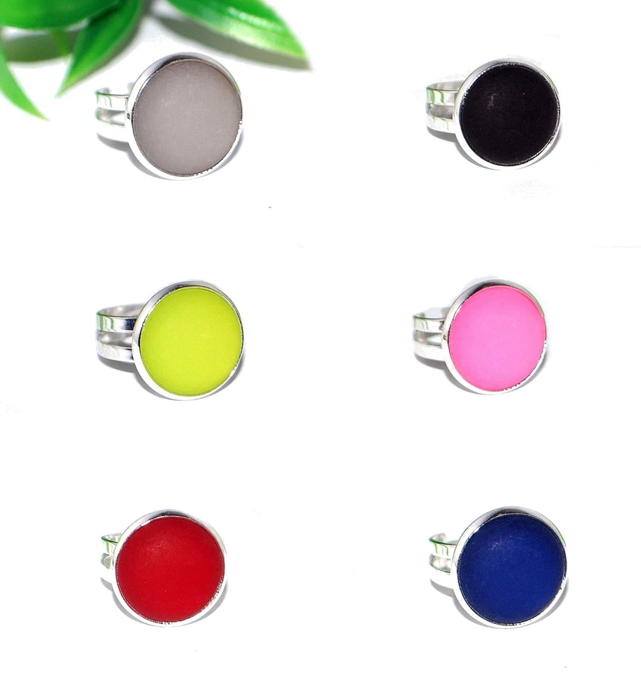 POLARIS Ring +++ AUSWAHL +++ verstellbar Cabochon 16mm silber rund Fingerring  - Bild 1 von 1