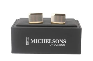 Michelsons de Londres cepilló plata con gemelos rectangulares dorados de dos tonos - Imagen 1 de 1