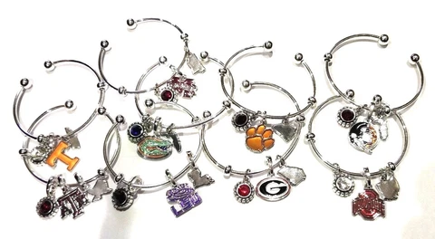 NCAA Officially License College Bracelet- Bangle has  State & Logo Charm Cover