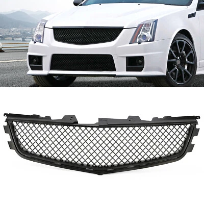 Fits 2008-2014 Cadillac CTS-V CTSV Front Hood Grill Mesh Grille Matte Black - Image 1 of 4