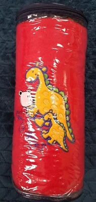 Early Days Red Fleece Blanket Dinosaur motif vintage New - Image 1 of 4