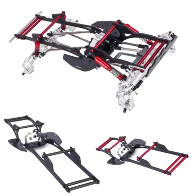 Carbon Fiber LCG Chassis Kit w/ gearbox for 1/10 RC Crawler Comp Rigs SCX10 DIY - Image 1 of 4