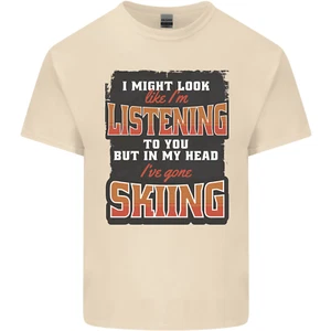 T-shirt top da uomo in cotone In My Head I've Gone Skiing - Foto 1 di 21