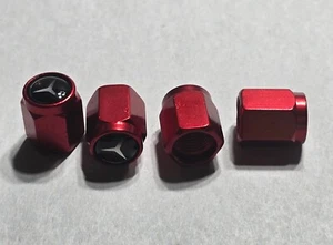 4 Red Valve Stem Caps Short Hex Fits Mercedes - Picture 1 of 4