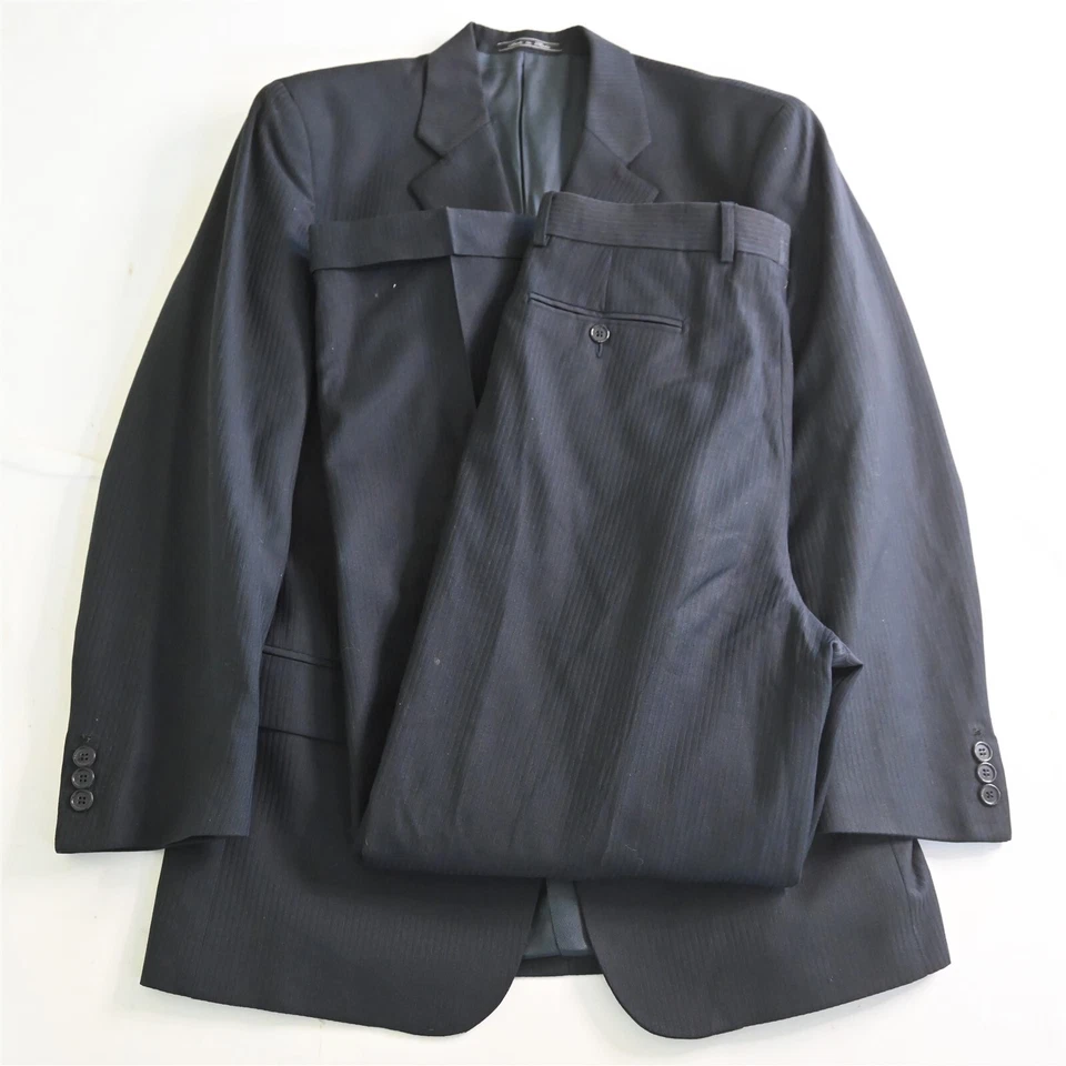 Bachrach 40R 32x32 Azul Marino Rayas Hecho en Italia 100% Lana Hombres Chaqueta Pantalones Traje Foto 1 de 4