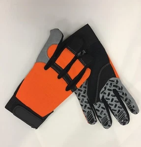 Guantes de Trabajo Mecánico Duraderos Cuero Sintético Palma Naranja y Negro X GRANDES - Imagen 1 de 2