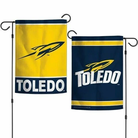 Toledo Rockets 2 SIDED GARDEN FLAG 12"X18" Yard  BANNER OUTDOOR RATED Cover