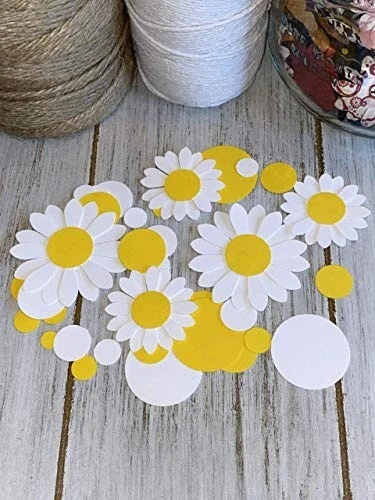 Daisy Flower Confetti - Daisy circle Confetti - 100 pcs - Table Decorations - Image 1 of 1