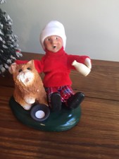 Byers Choice Boy Toddler With Cat And Milk
