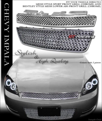 Para Chevy Impala 2006-2016/rejilla de parachoques delantera superior + inferior de malla cromada limitada Foto 1 de 3