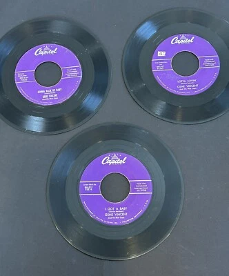 Gene Vincent And His Blue Caps Lot of 3 45s VG Rockabilly  Early Rock Foto 1 de 4