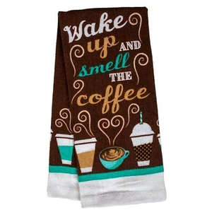 Wake Up and Smell The Coffee Towel 2 Piece Set Home Collection - Picture 1 of 1