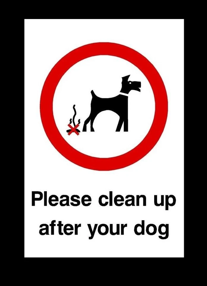 NAMBAWAN 2 x PLEASE CLEAN UP AFTER YOUR DOG - Self Adhesive Plastic Sign Sticker UK S1080