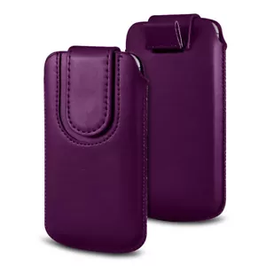 Magnetic PU Leather Pull Tab Flip Case Cover For Various Phones - Purple (S) - Picture 1 of 1