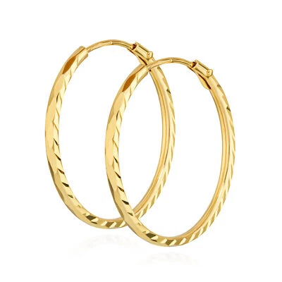 Paar 16mm Creolen 333 Gelbgold 8 Karat Ohrringe 1,1mm breites Damen Ohrschmuck  - Bild 1 von 2