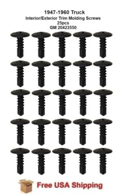 Moldura interior/exterior para camioneta Chevrolet 1947-1960, tornillos de panel 25 un. Foto 1 de 3