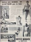 1937 Gantner Wikies Swim Suits Sexy Long Legs Beefcake Print Ad Man Cave Poster