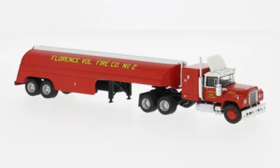 Remolque tractor Brekina 1966 Mack RS 700 Florence Fire HO 1/87 plástico Foto 1 de 3