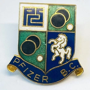 Pfizer Bowling Club Emaille Anstecknadel Abzeichen UK Schalen Medizin Impfstoff Firma - Bild 1 von 2