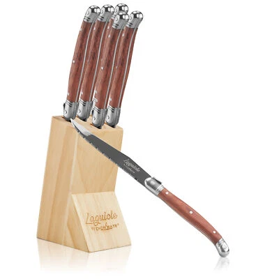 Chopmate Laguiole Stainless Steel Steak Knives Knife Set + Storage Block (Wood) - Image 1 of 4