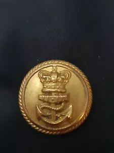 RARE Victorian CROWN ROYAL NAVY GILDED BRASS BUTTON Large 22 23 mm 1891-1902 QVC - Picture 1 of 4