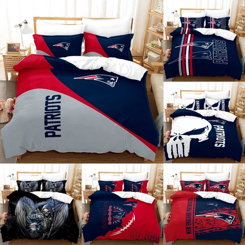 New England Patriots Bedding Set Football Soft Duvet Cover With 2 Pillowcases Cover