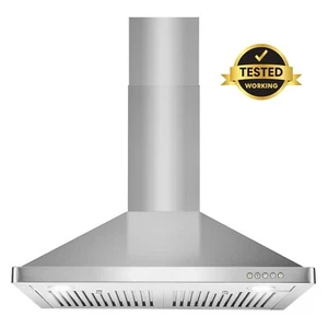 30 in. WALL MOUNT RANGE HOOD (OPEN BOX) STAINLESS STEEL, VENTED, LED LIGHTS - Picture 1 of 12