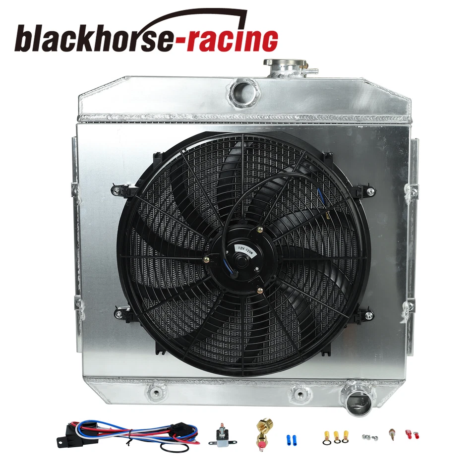 For 1955-1957 Chevy Bel Air/Nomad/One Fifty V8 3 Row Radiator+Shroud Fan Relay Foto 1 de 4