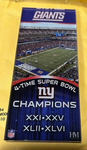 NEW YORK GIANTS--4 TIME SUPER BOWL CHAMPIONS--ACRYLIC 6" X 2 1/2" PLAQUE Cover