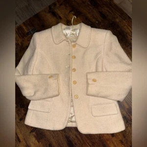 Cream Wool Blend Jacket with Button Details - Picture 1 of 7