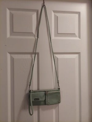 Relic Womens Crossbody Wallet Wristlet Mint Green Pebbled Leather RemovableStrap - Image 1 of 4