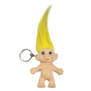 Vintage Troll Doll Keychain Yellow Hair 80s 90s Made in Korea Kids Trolls Toy - Picture 1 of 3