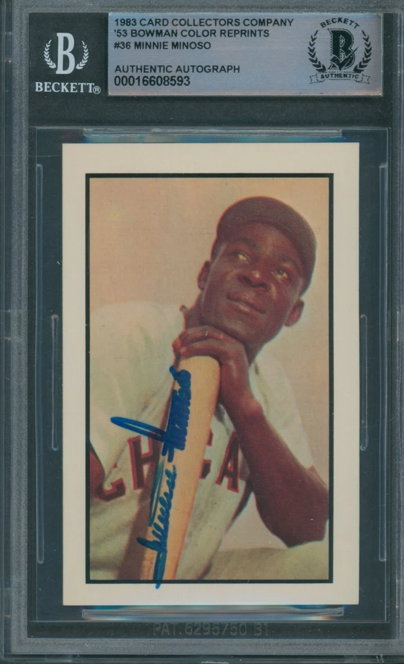 1983 CCC '53 Bowman Color Reprints #36 Minnie Minoso Beckett Authentic Signed *3 - Image 1 of 1