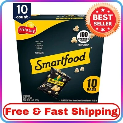 Snacks de palomitas de maíz Smartfood con sabor a cheddar blanco, bolsas de 0,625 oz, paquete múltiple de 10 Foto 1 de 4