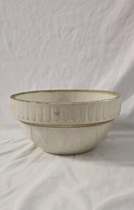Large Antique Ruckels Stoneware White Picket Fence Mixing Crock Bowl 10" - Picture 1 of 14