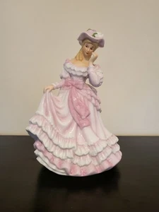 Vintage Collectors 1999 Rotating Musical Lady Figure Dress Pink Bow Porcelain! - Picture 1 of 20