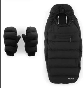 New Nuna Winter Stroller Set Full Footmuff & Adult Mittens Caviar - Picture 1 of 4