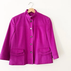 Akris Punto Purple Wool Blend Button Front Jacket Women's Size 8 - Picture 1 of 5