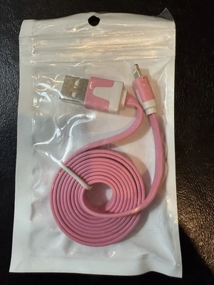 3 Ft Super Fast to USB Charging Flat Cable Pink - A0221 - Image 1 of 2