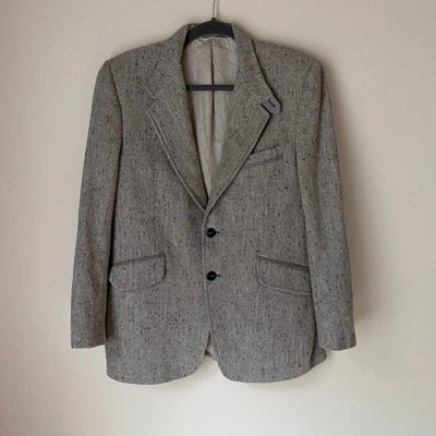 Vintage PETROCELLI Men's LARGE Gray Tweed Marled Wool Blazer Double Vented Usa - Изображение 1 из 4