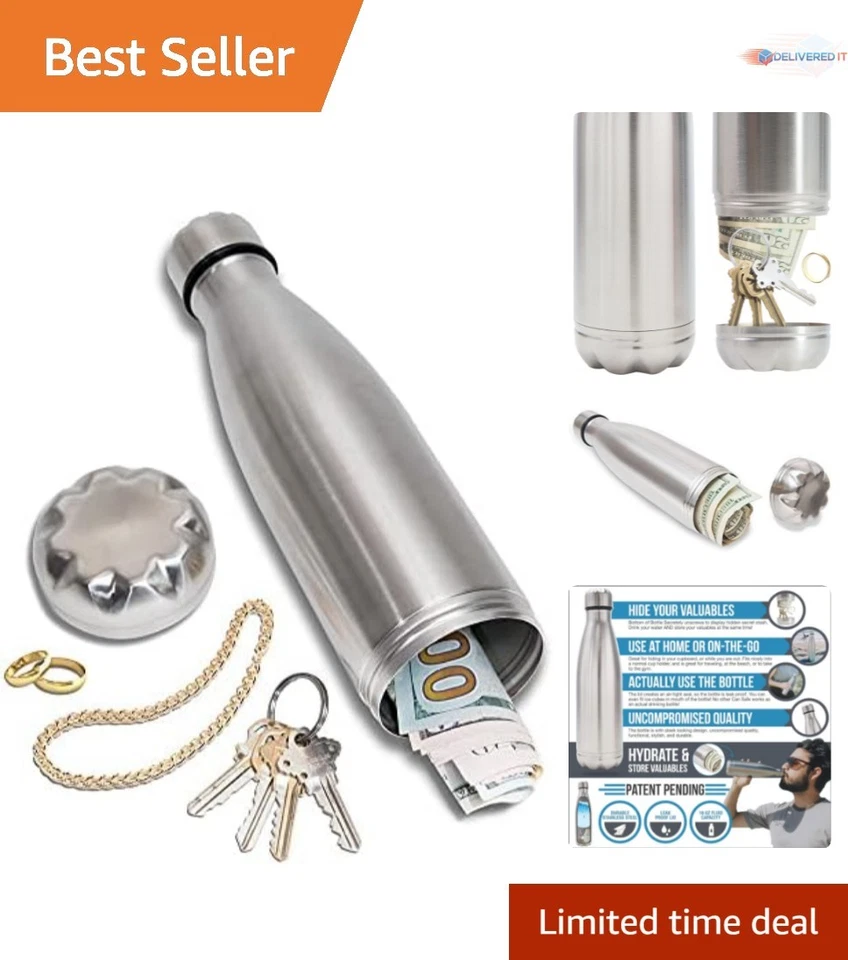 2 in 1 Stainless Steel Sports Water Bottle Tumbler Valuable Diversion Can Safe